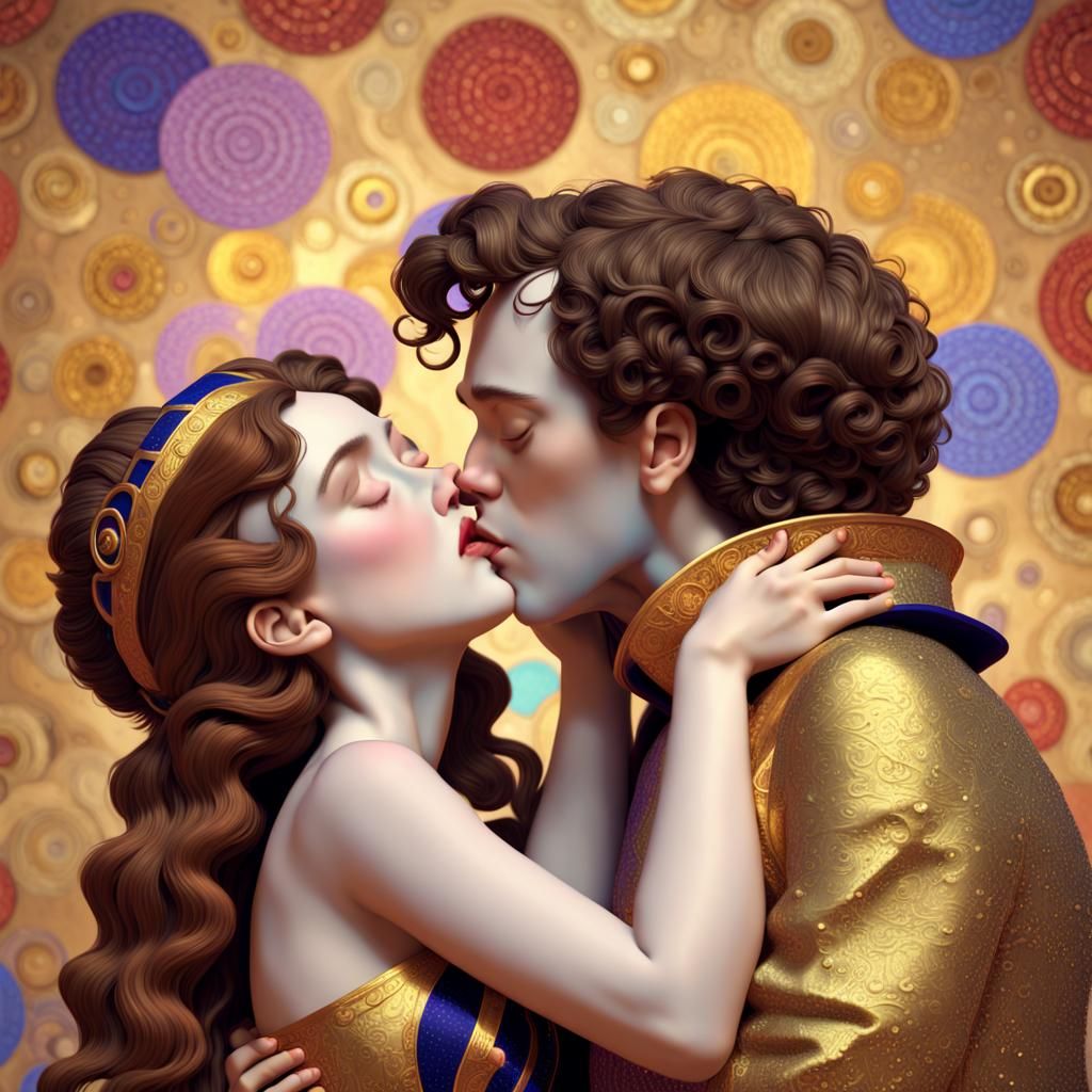 Gustav Klimt the Kiss 3d version