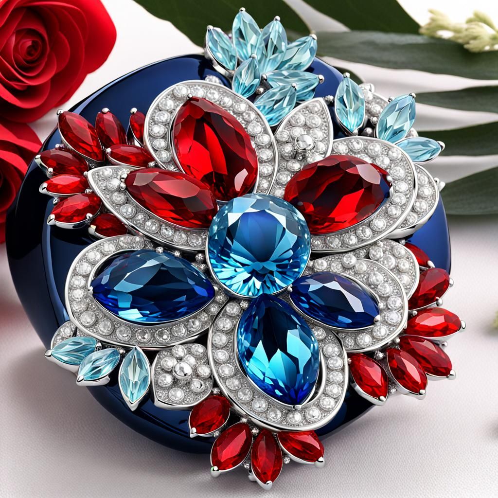 💎✨"Magic Flower, dazzling crystal jewelry in silver, blue a...
