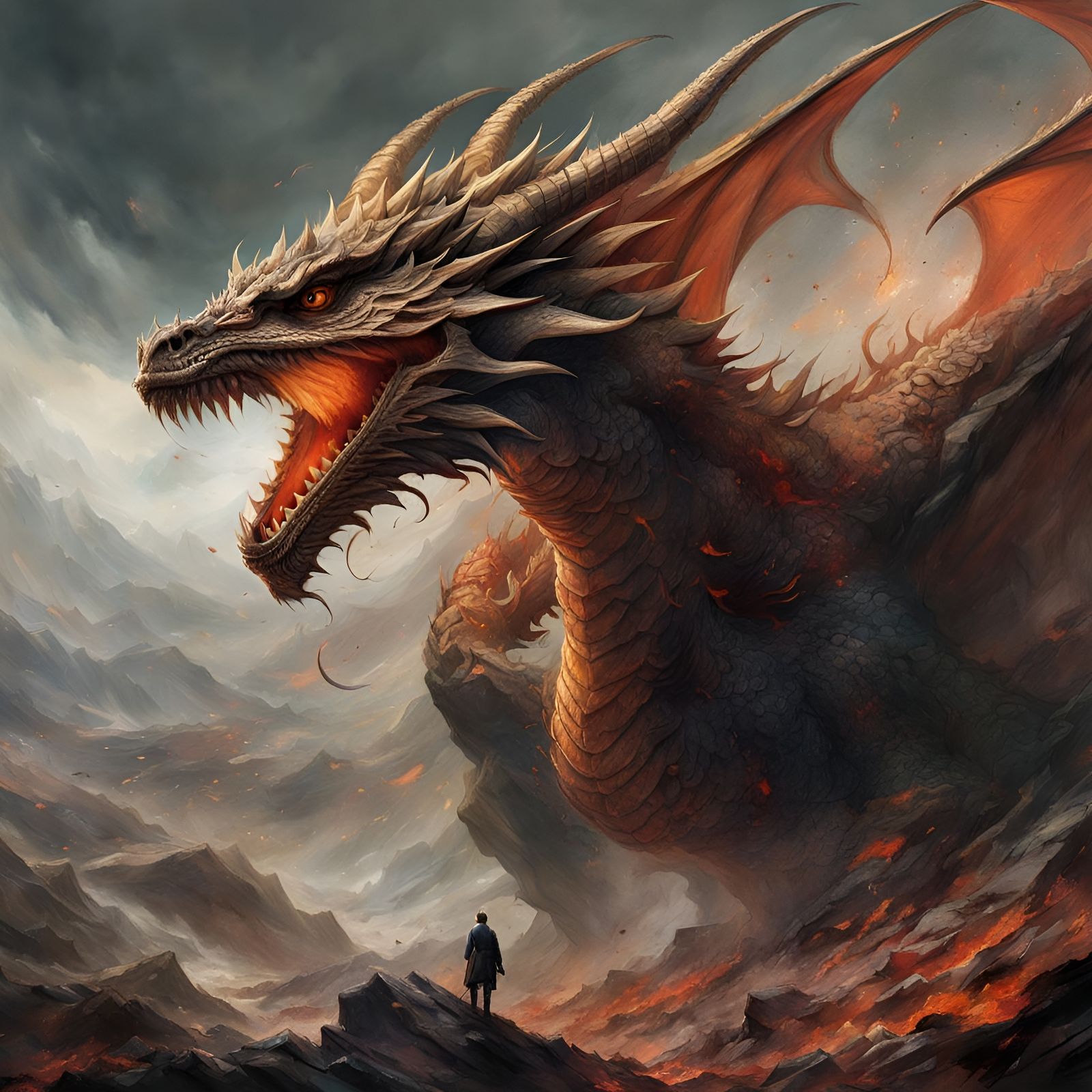 Closeup of Firebreathing dragon | inkblot art by Ismail Inceoglu ...