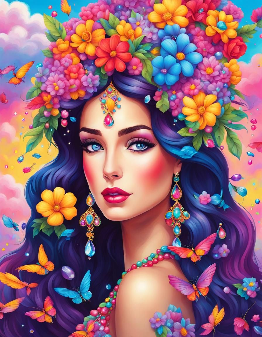 Jeweled Persephone in Lisa Frank Style
