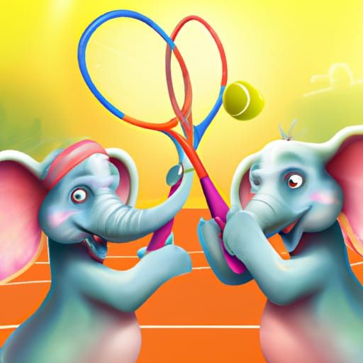 Elefantes jugando al tenis