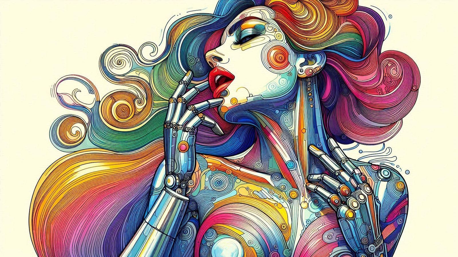 A hand drawn retro futurism illustration image of (gustav kl...