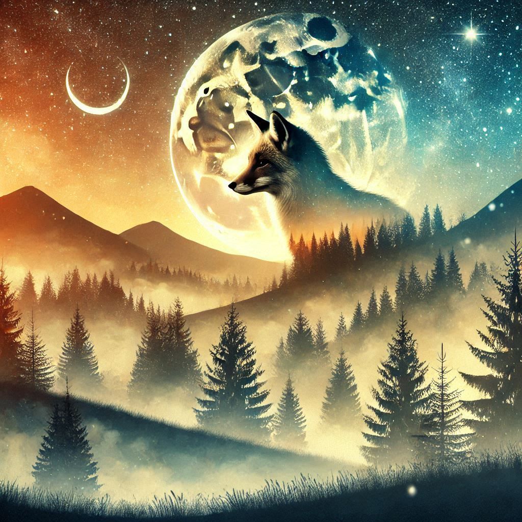 double exposure beautiful fantasy DALL-E 3 portrait landscape..