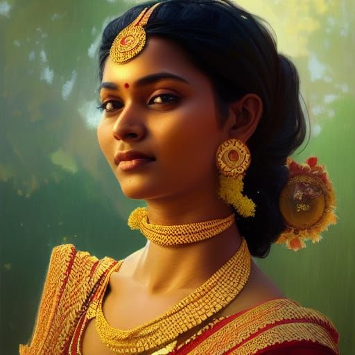 Sri Lankan Woman In Traditional Attire