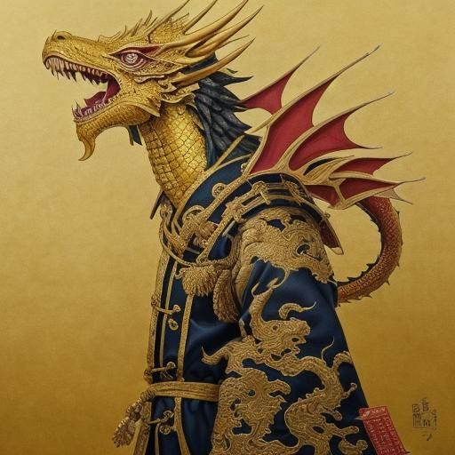 Chinese Emperor in Dragon Robe, Surrealist Style