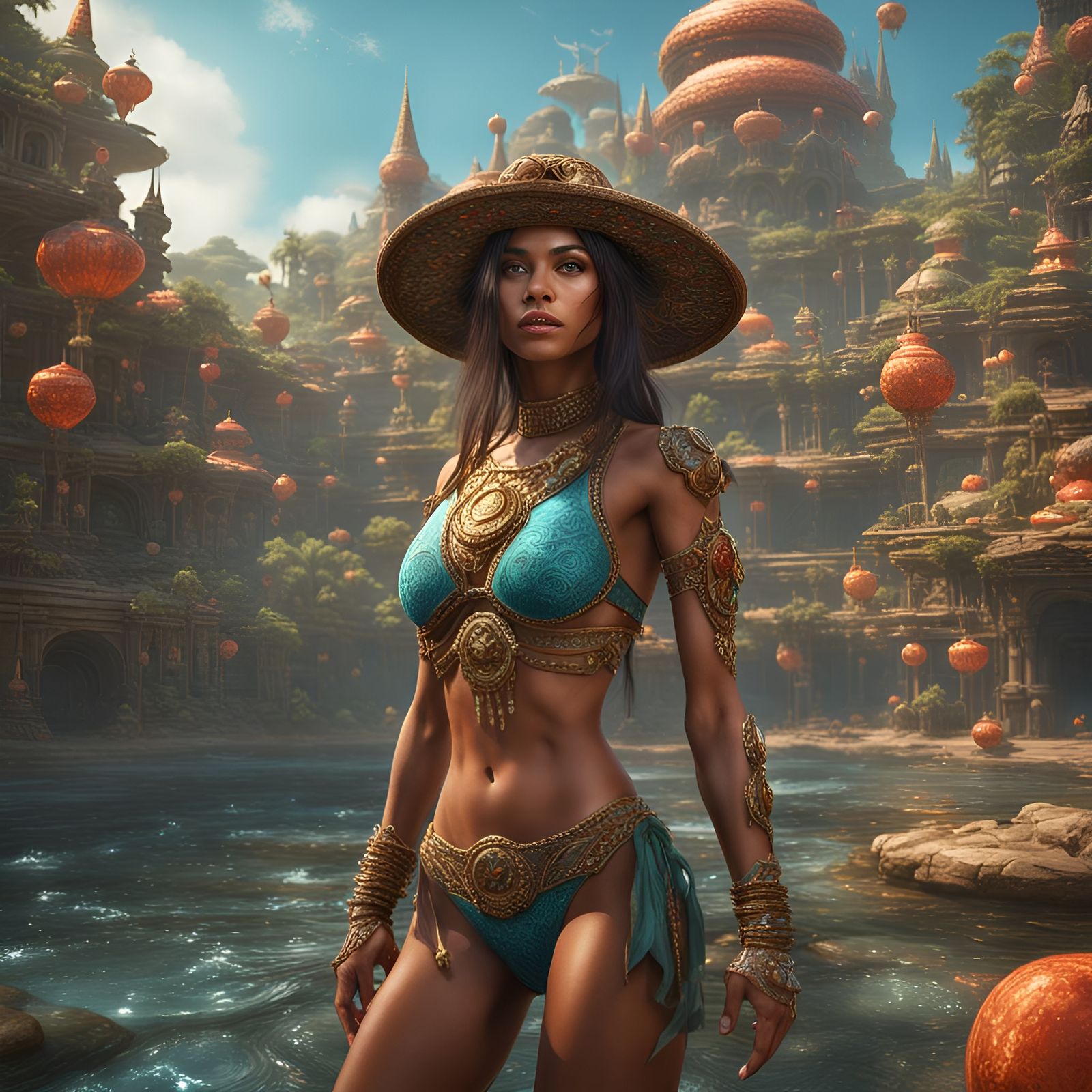 By the water