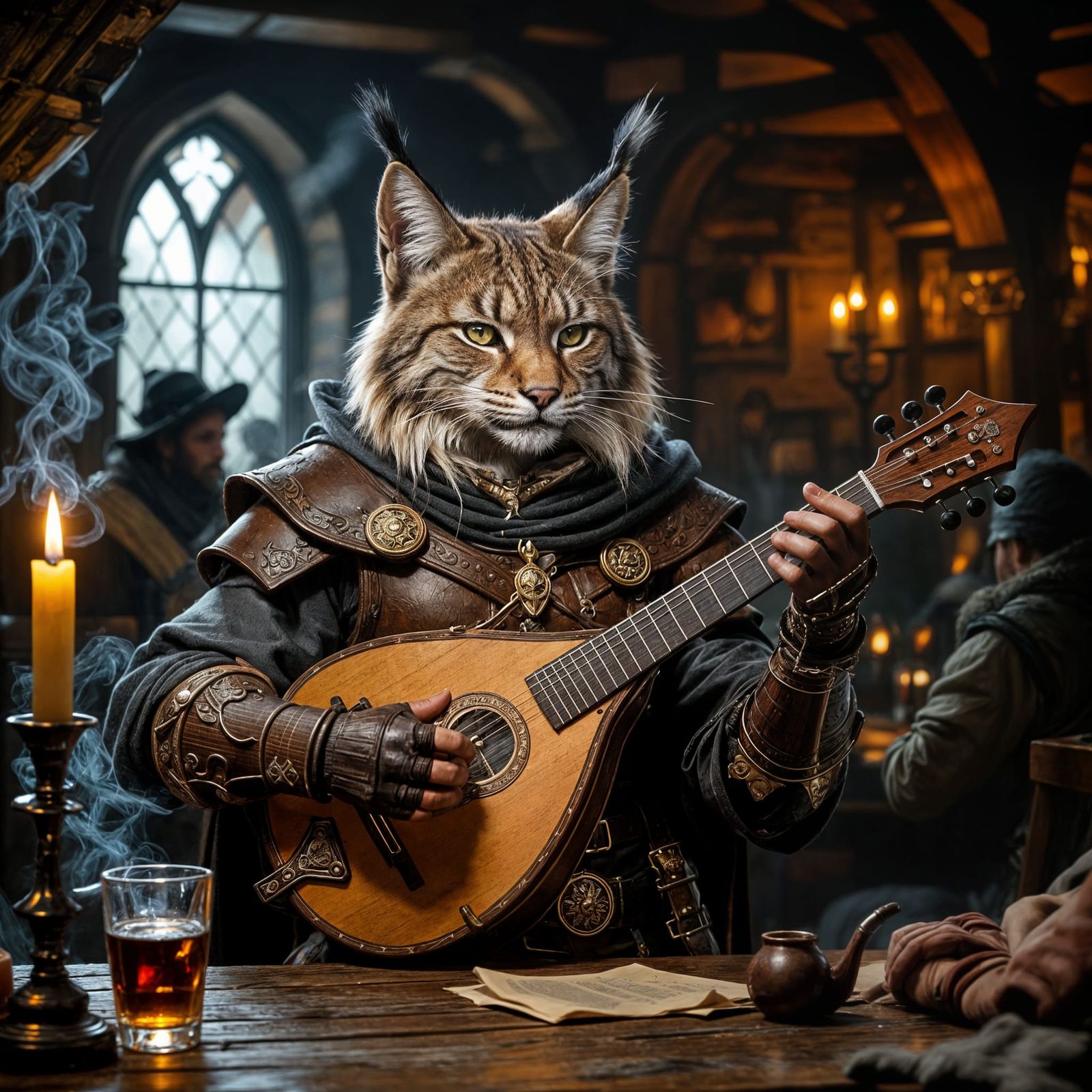 Lynx Tabaxi Bard's Tavern Performance in Renaissance Style