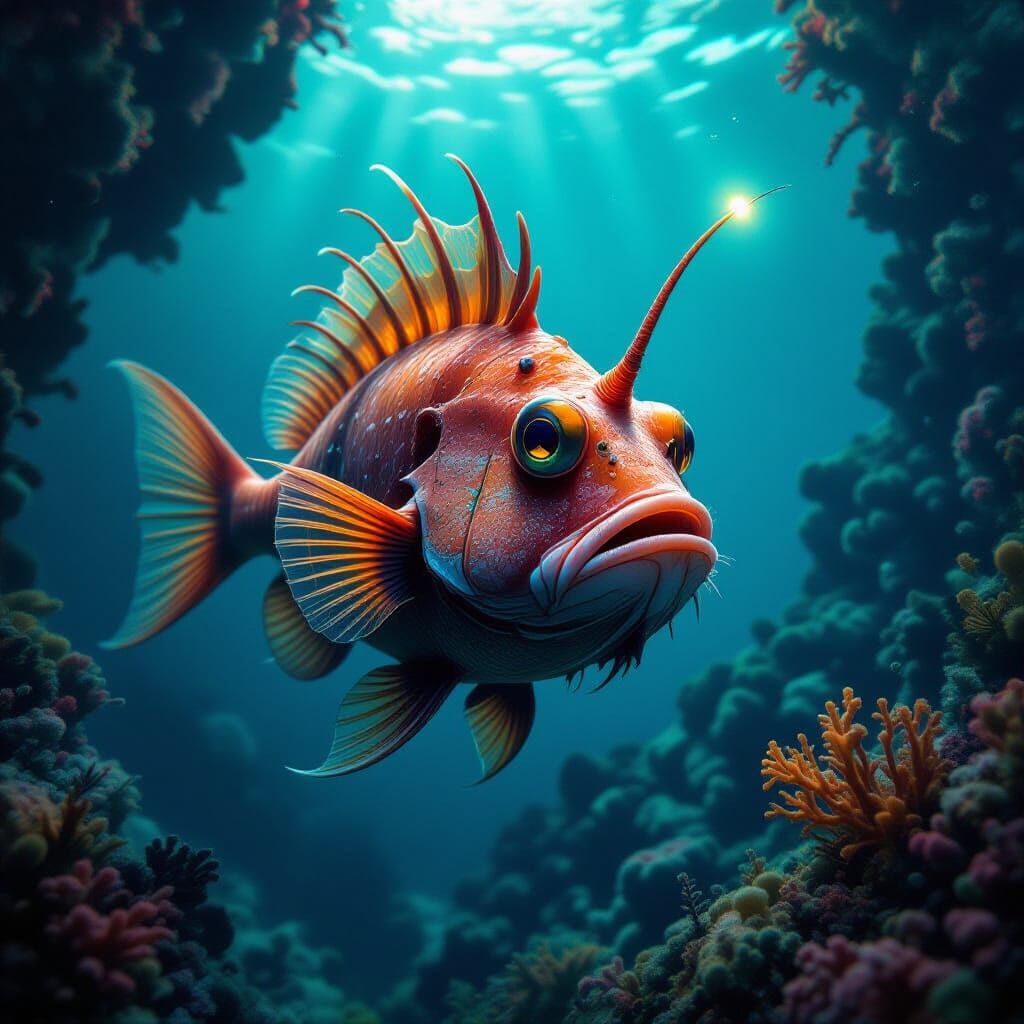 Orange Deep-Sea Anglerfish  by @Natii