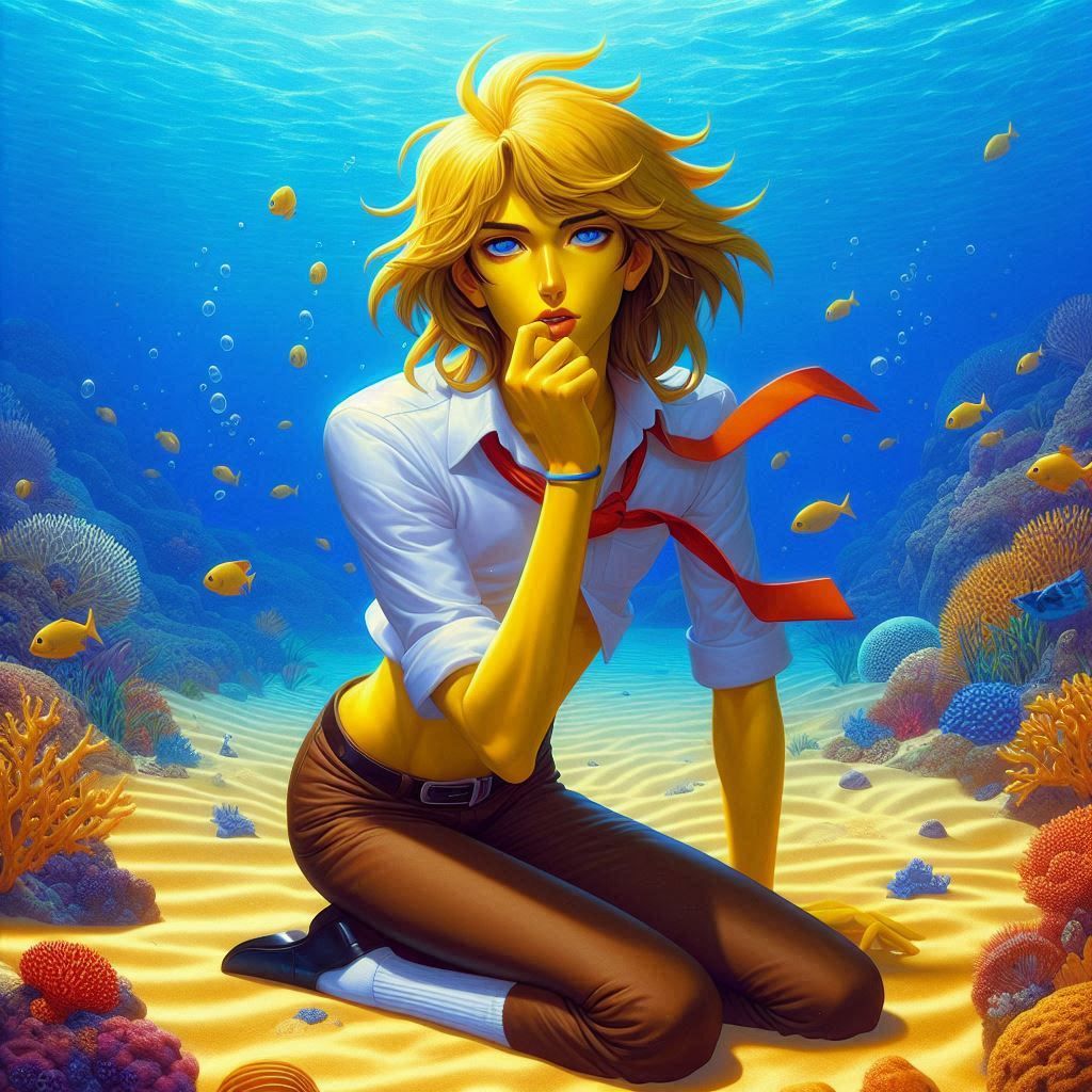 hajime sorayama retro 80s sci-fi futurism cute anime Spongeb...