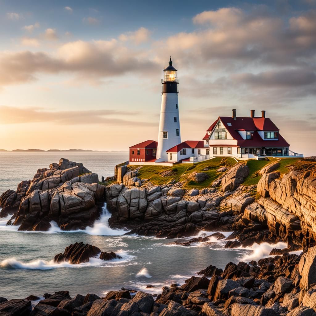 Photo realistic image of Portland Head Lighthouse in Maine