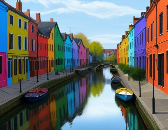 Multicolored houses along the canal