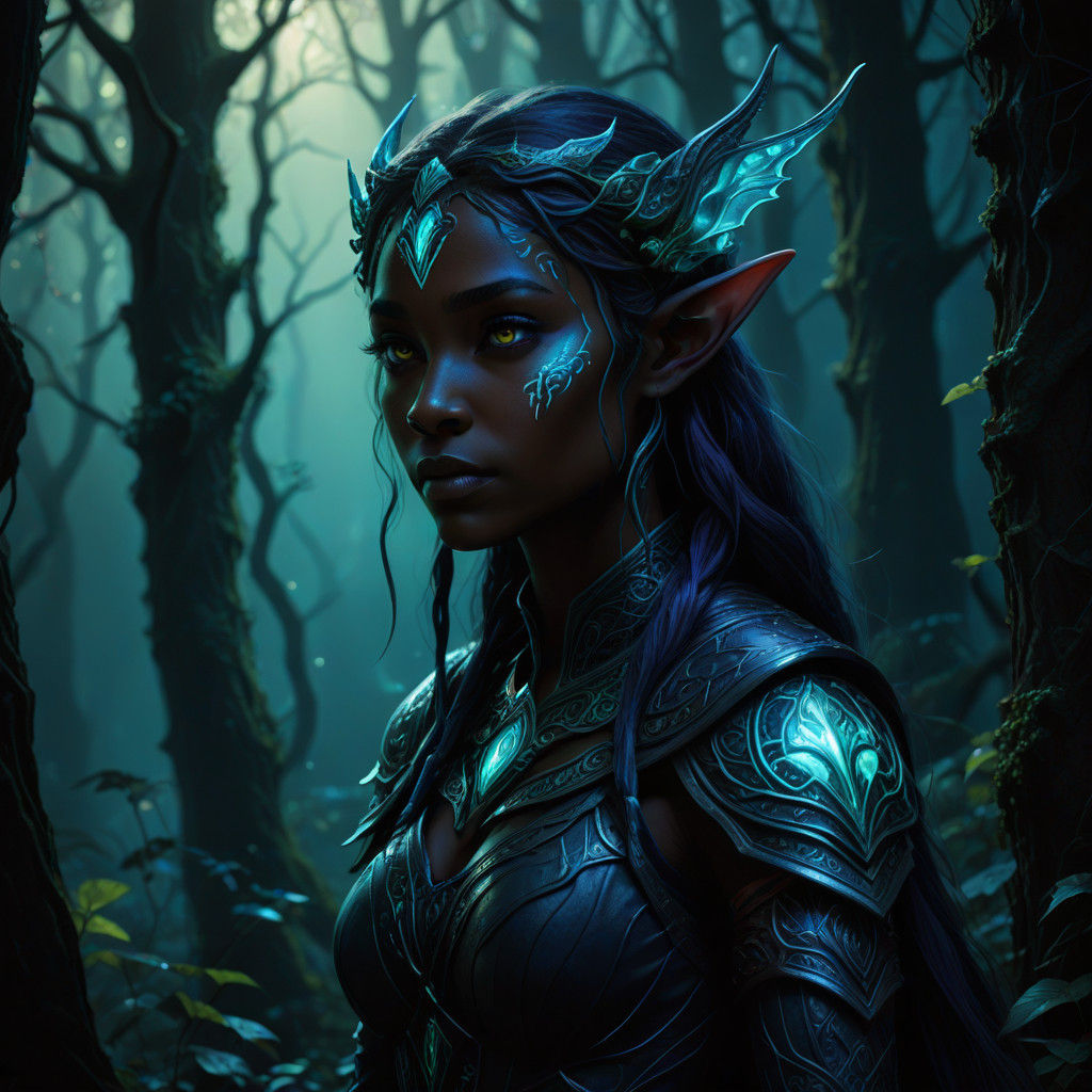 Ethereal Elf in Dark Fantasy Realm
