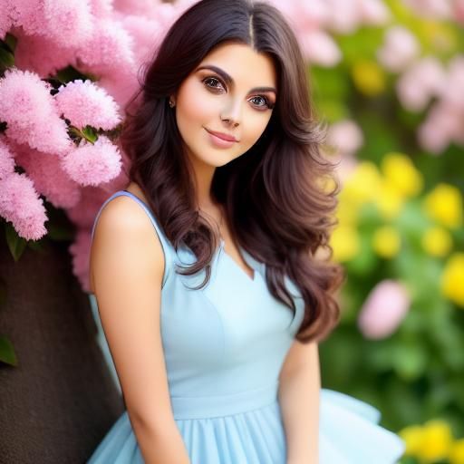 <lora:Real Woman Portrait:1.0> Beautiful woman, spring landscape. In a sea landscape, wadim kashim, vladimir volegov, serene beautiful.