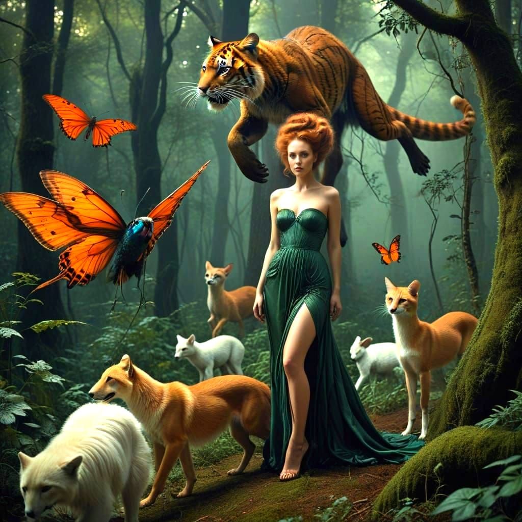 Ethereal Women in a Fantastical Forest