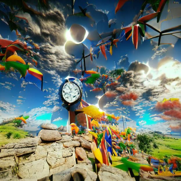The land of clocks in the sky AI Generated Artwork NightCafe Creator