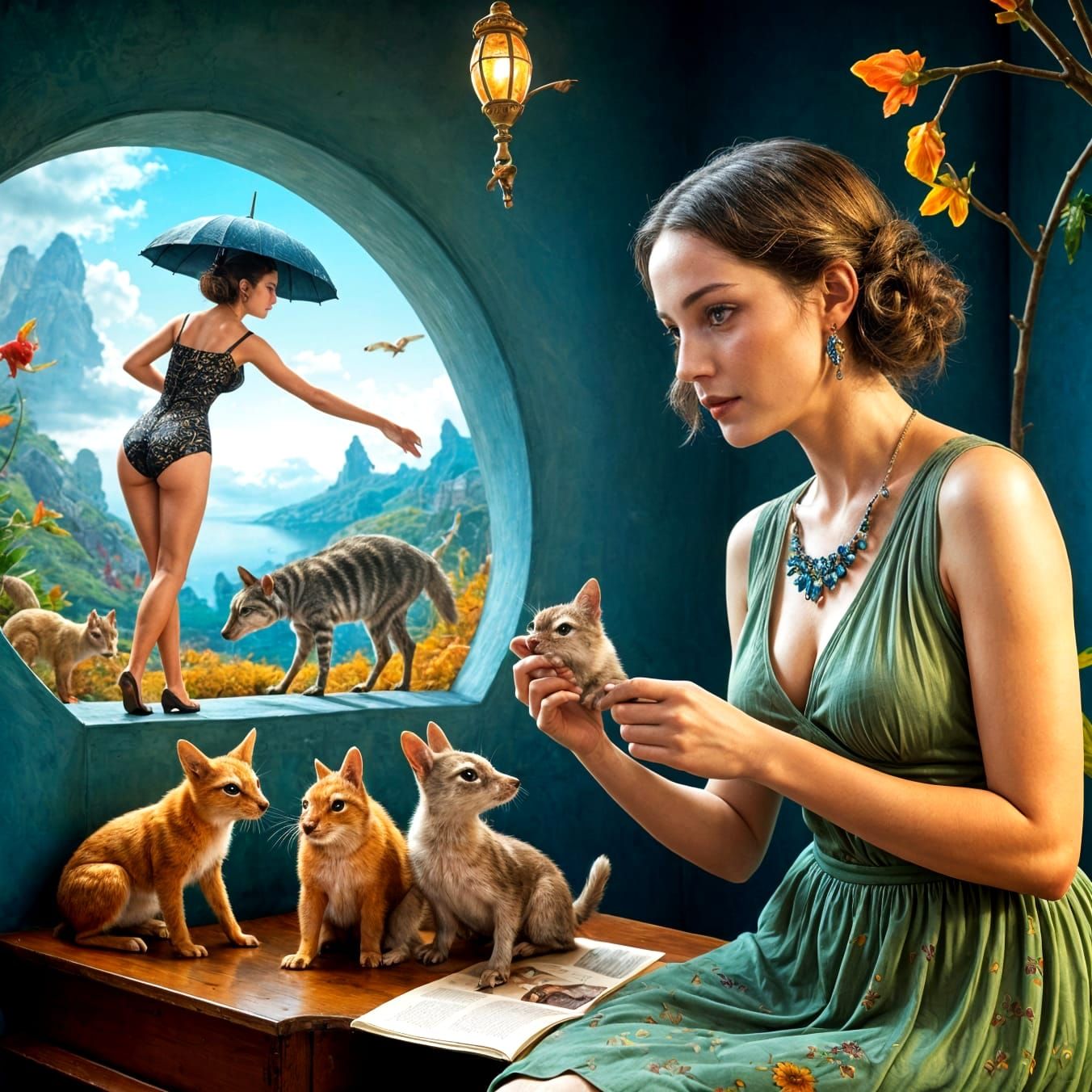 Surreal Ladies and Fantastic Creatures in Photorealistic Sty...