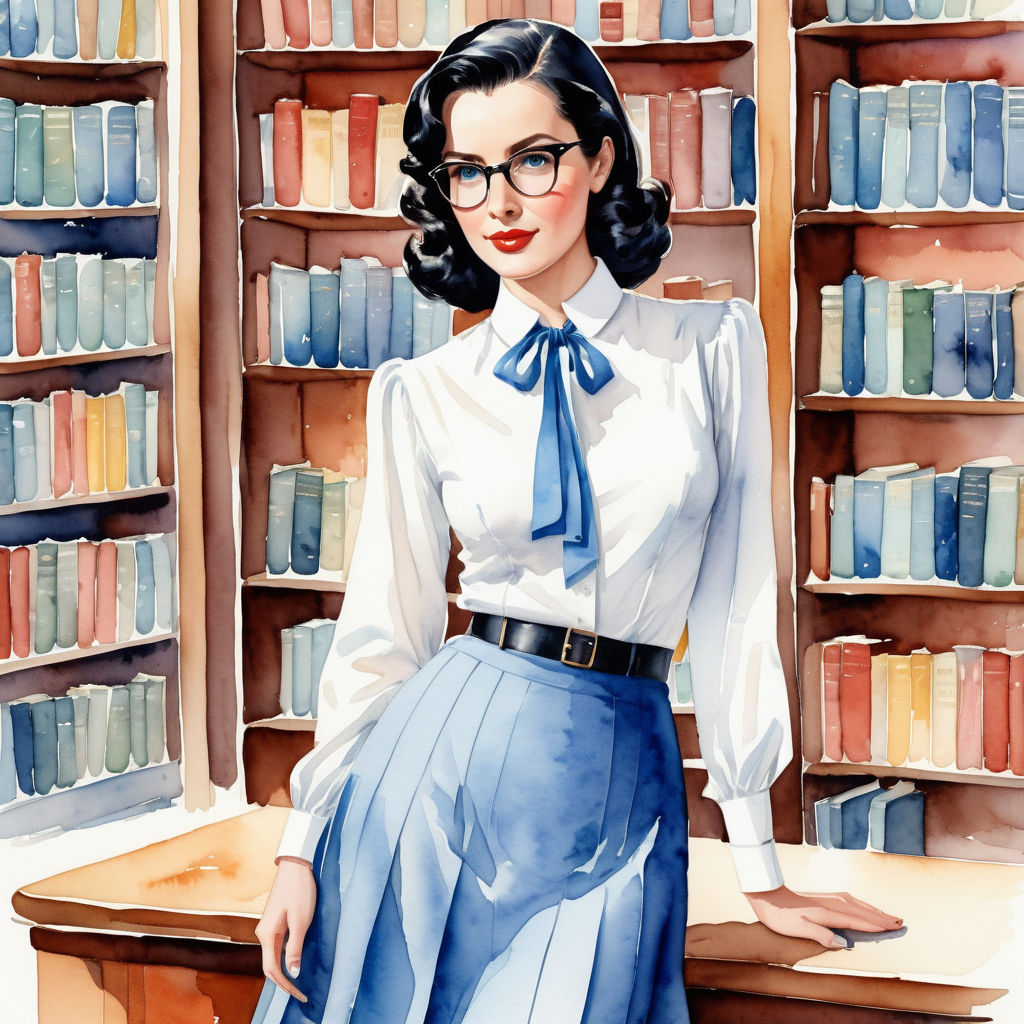 At the Library Watercolor