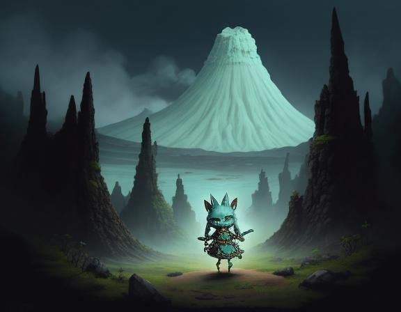 A fantasy illustration of a	Matronly	plus-sized	Kobold	Sage	 wearing conservative clothing,	 near a	Volcanic ...  by @Lots-of-games-to-play