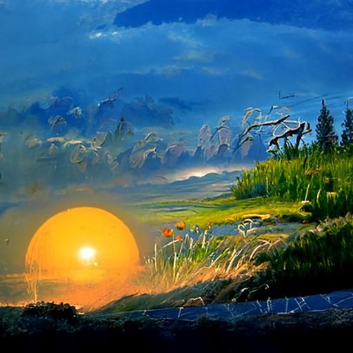 sunrise over a grassy meadow