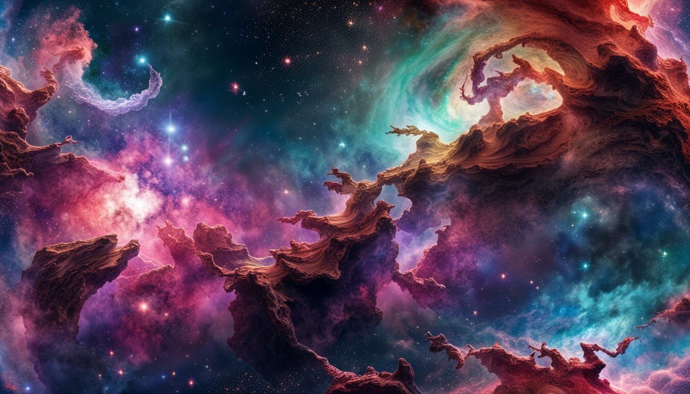 galaxy in outerspace, colorful nebula, from earth with overgrown ...