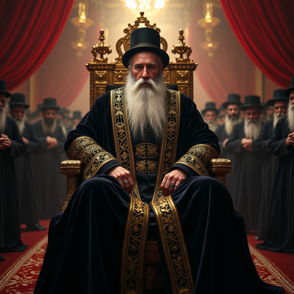Regal Hasidic Man on Throne: Fantasy Concept Art