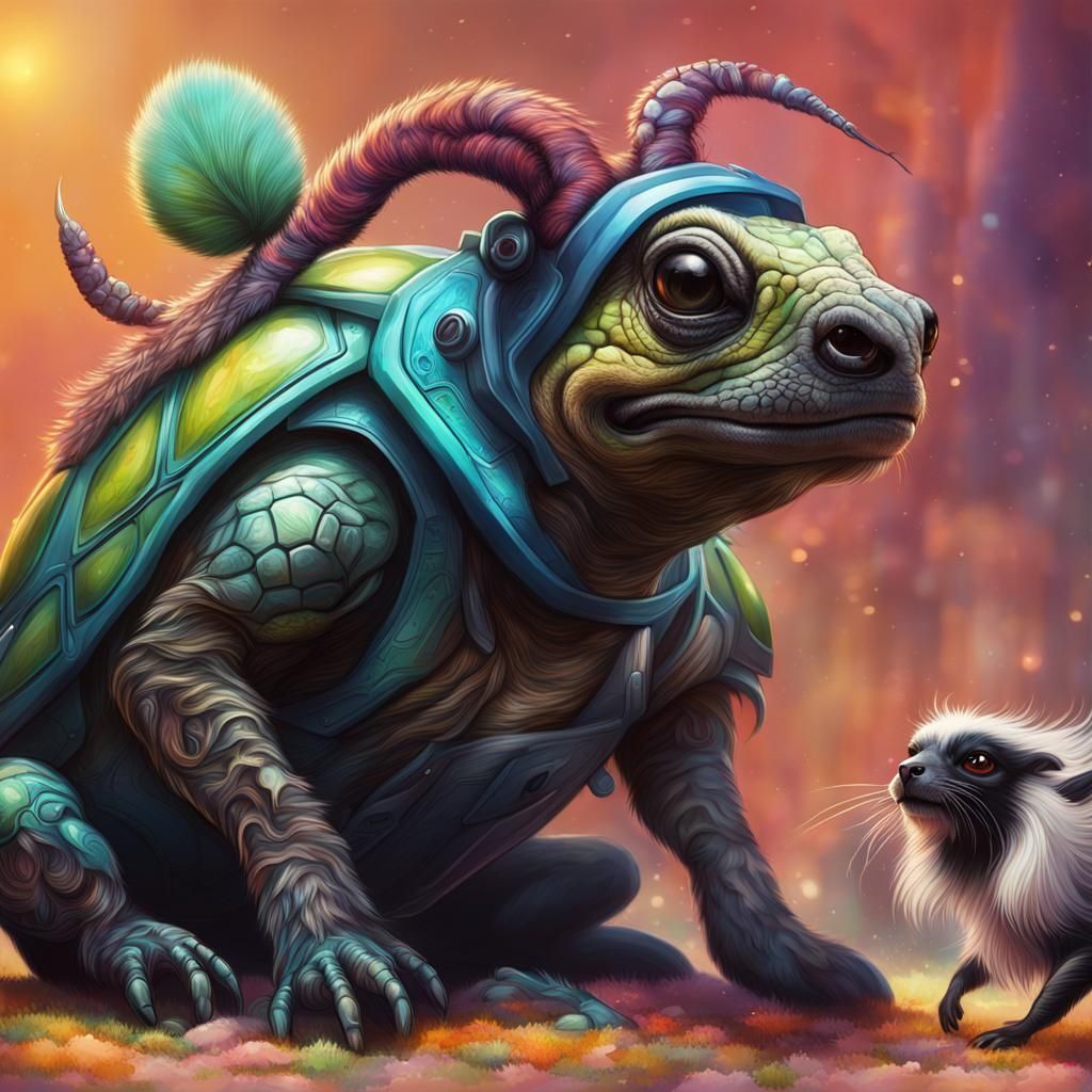 Alien animal with alien owner
