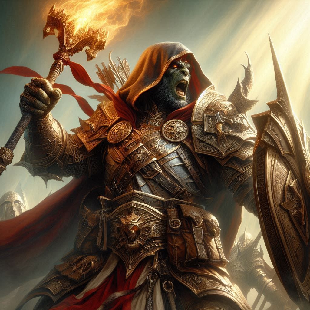 Half-Orc Cleric in Battle