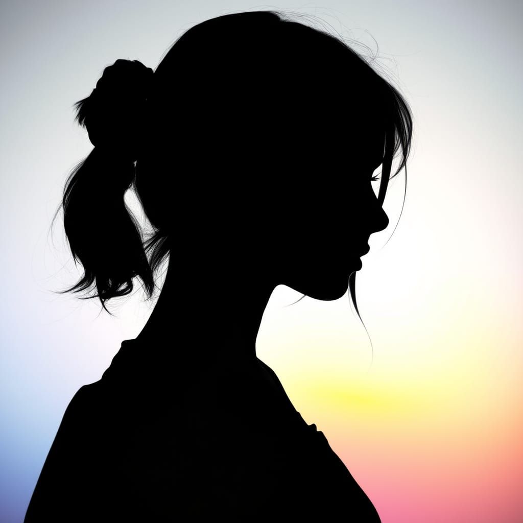 sillhouette portrait of a girl autumn