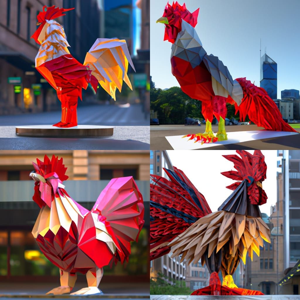 Epic Giant Rooster At Sydney, Australia :: Origami Paper Folds 