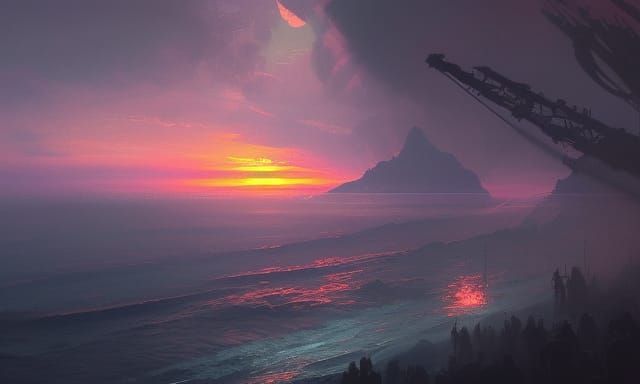 sunset over the bay