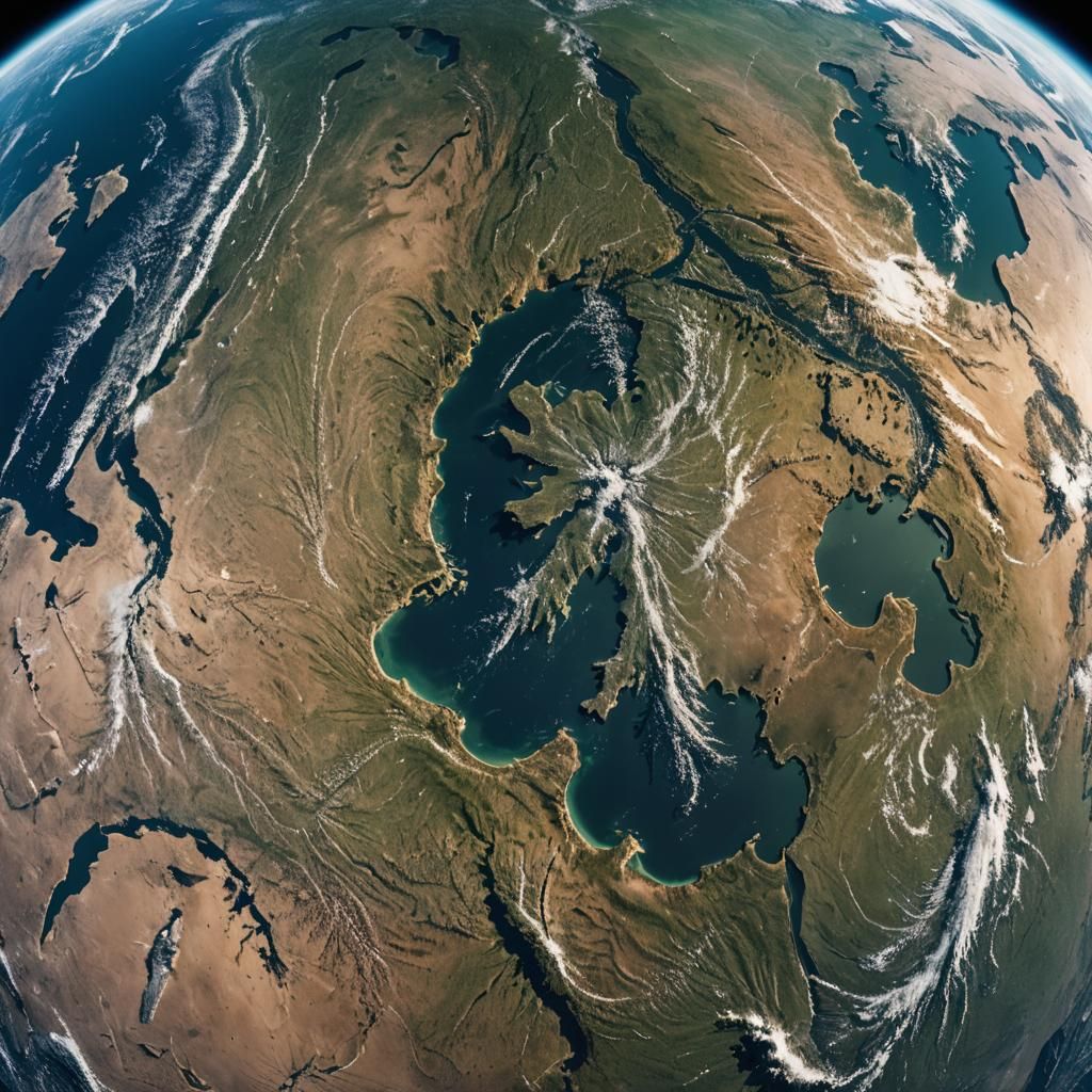 View of the earth from space. Cinematic film still, shot on vraptor XL