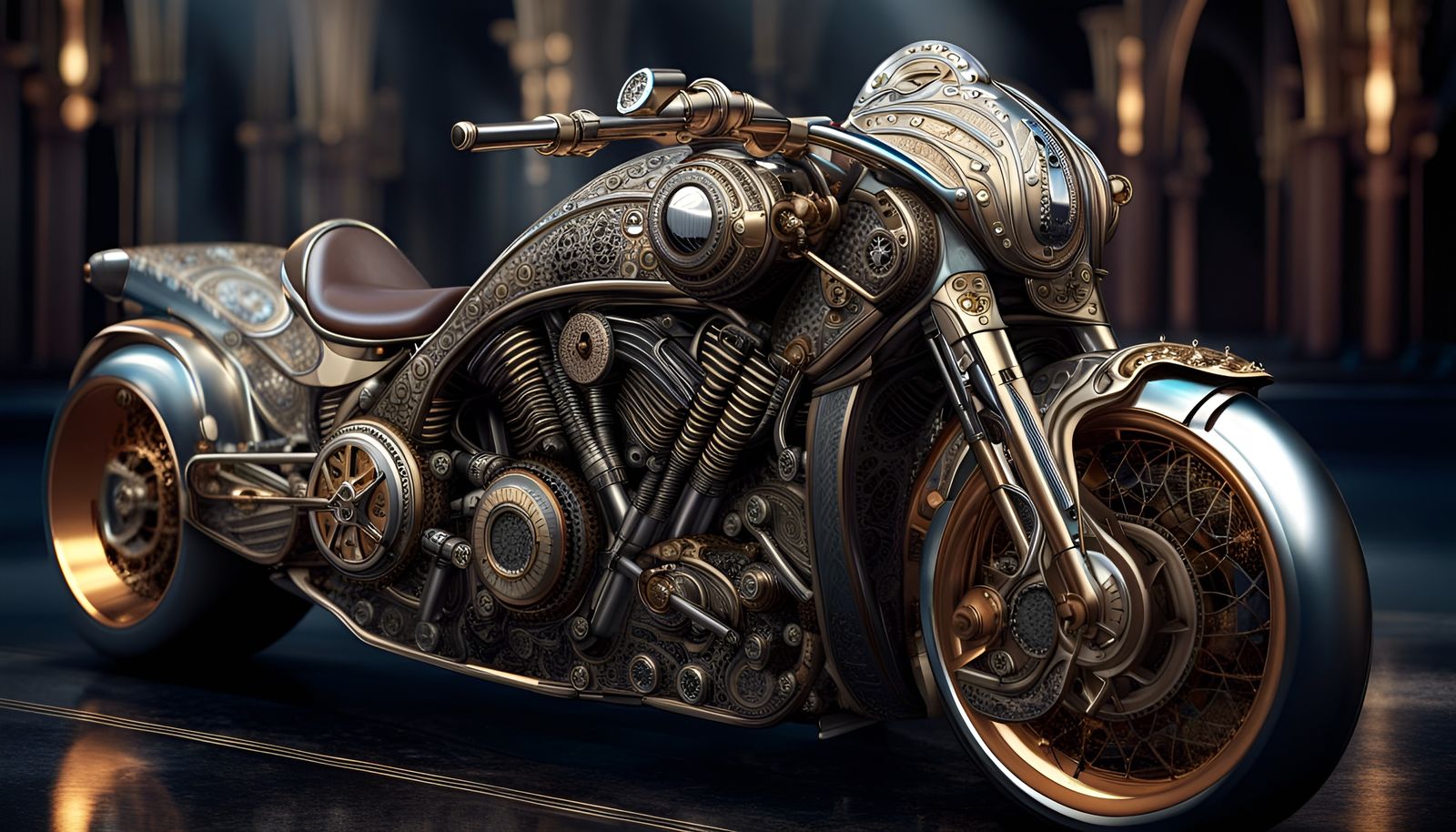 Steampunk Motorcycle on display  by @artEM2022