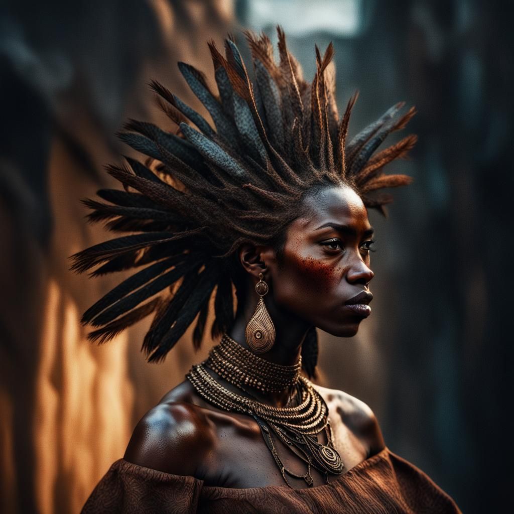 "drak skin african girl" Close up portrait, ambient light, c...