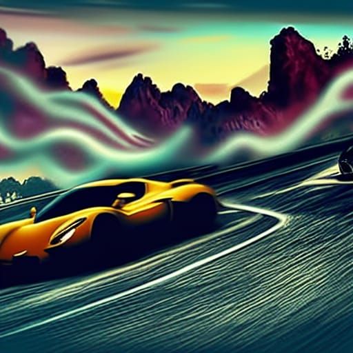 Fast Cars racing in the Mountains