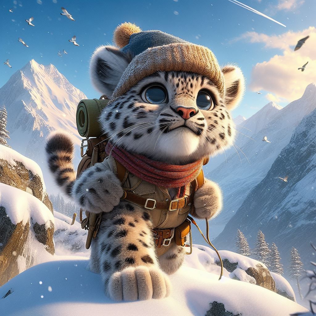 cute funny snow leopard