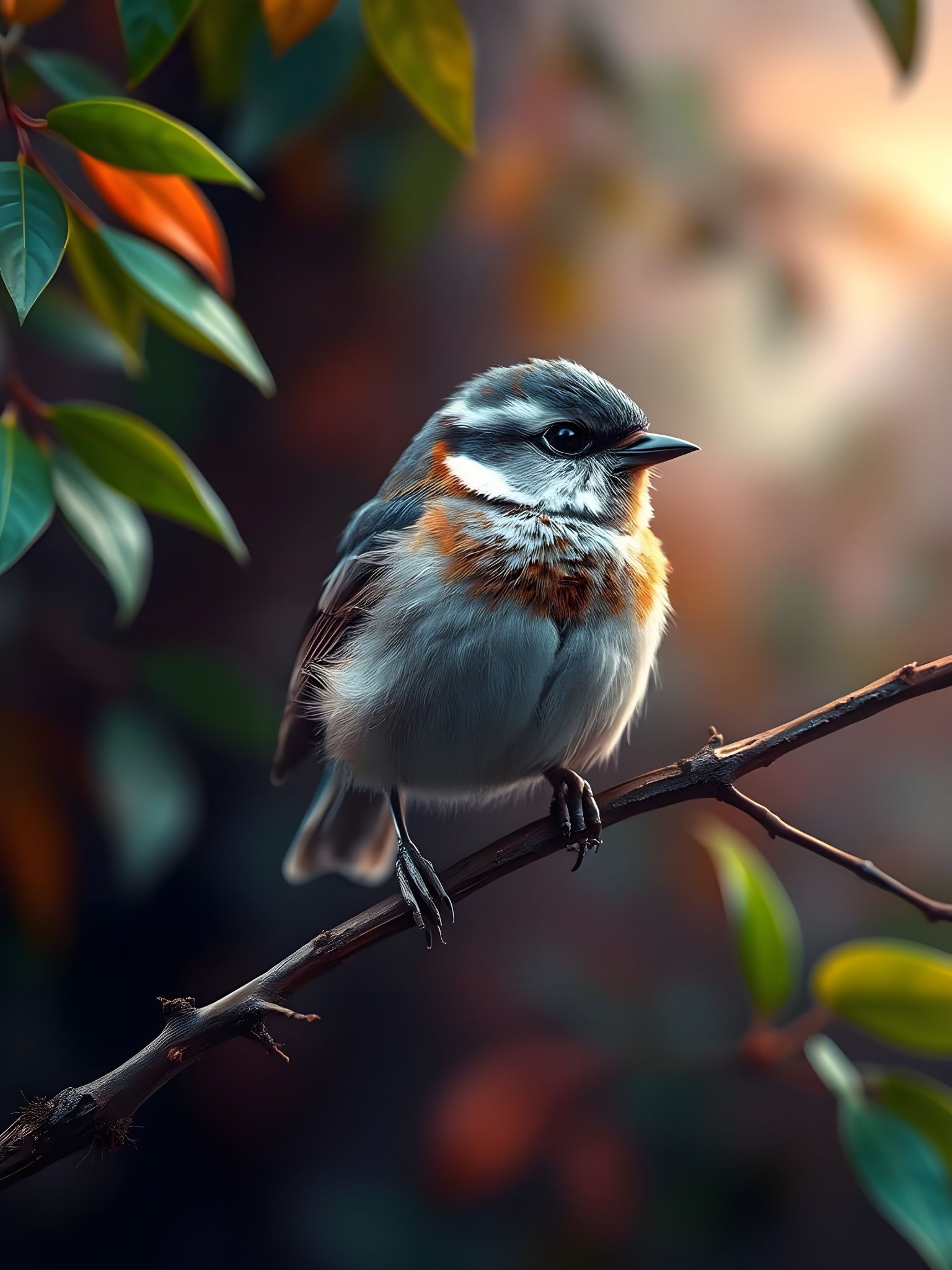 the cutest bird on a branch of a tree  by @eeart
