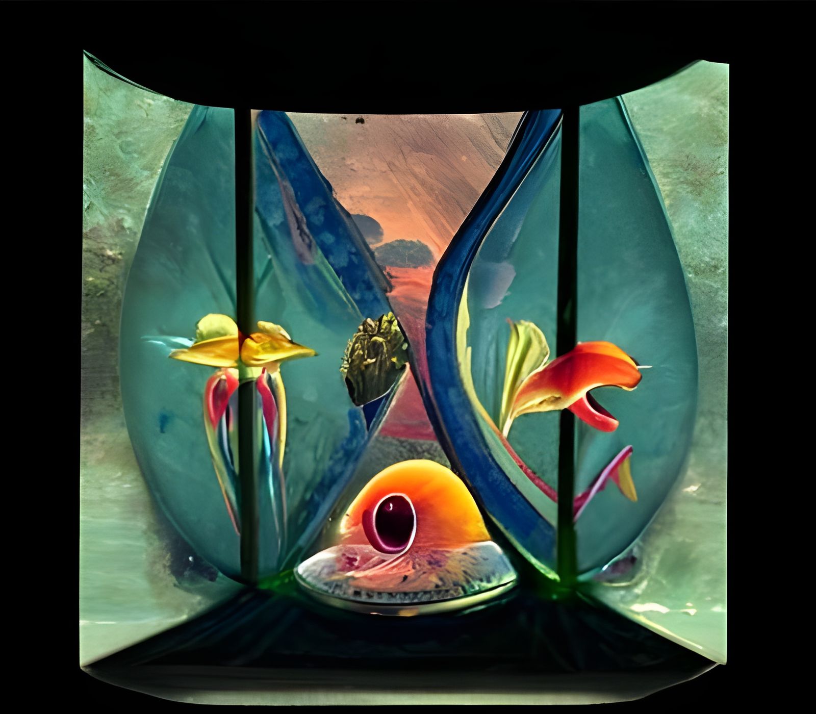 A beautiful painting of colorful tropical fish in a beautifu...