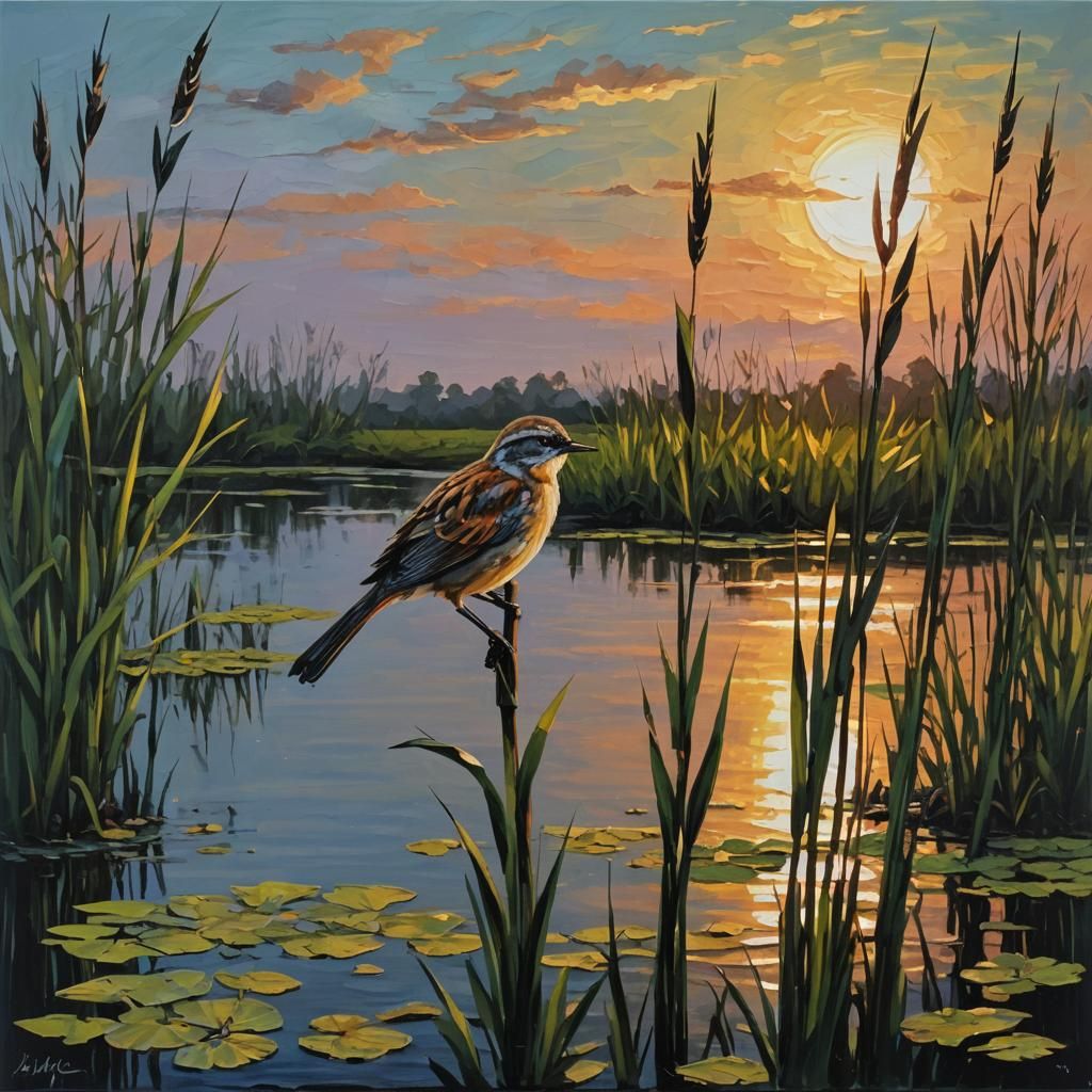 Reed Perch Sunset  by @Schmooz