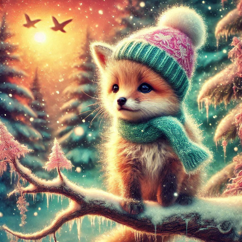 Cute fox in winter