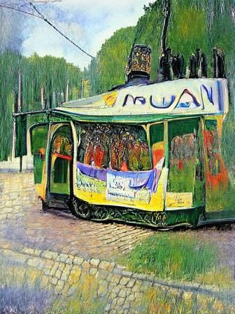 Tram with advertising