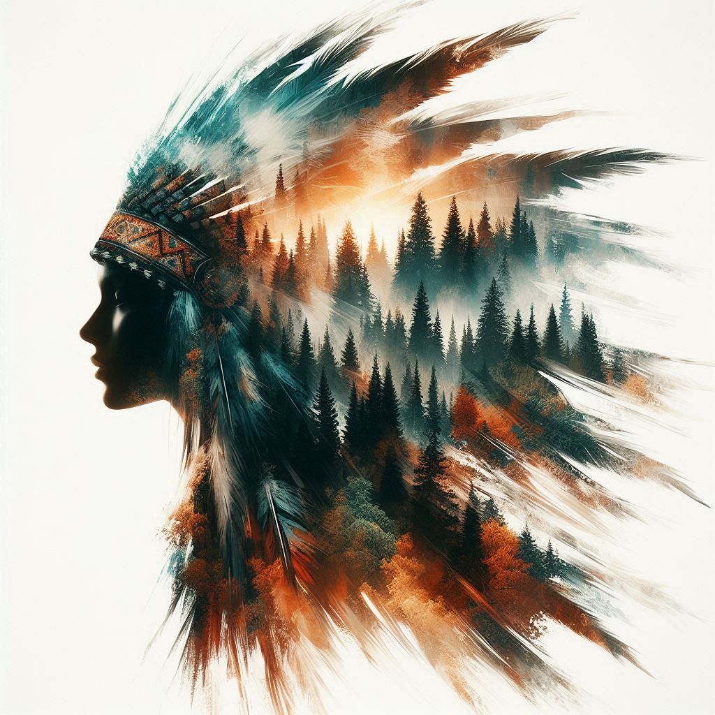double exposure beautiful fantasy portrait landscape..