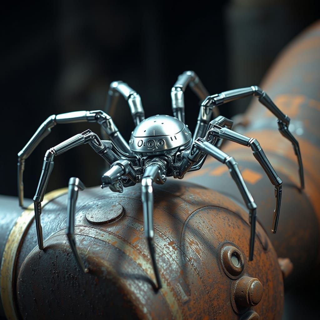 metallic robot spider  by @Pukinette