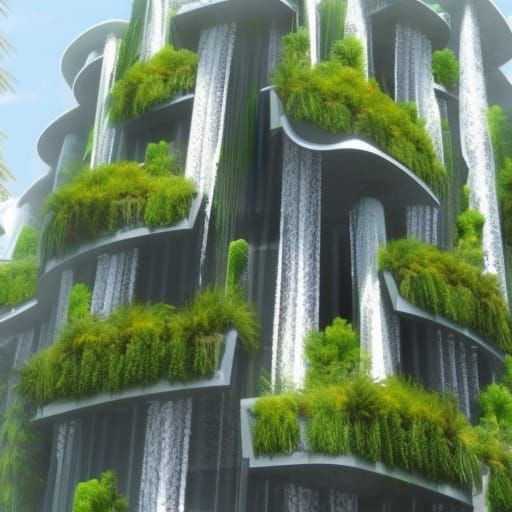 ultra futuristic hanging gardens of Babylon, modern architecture ...