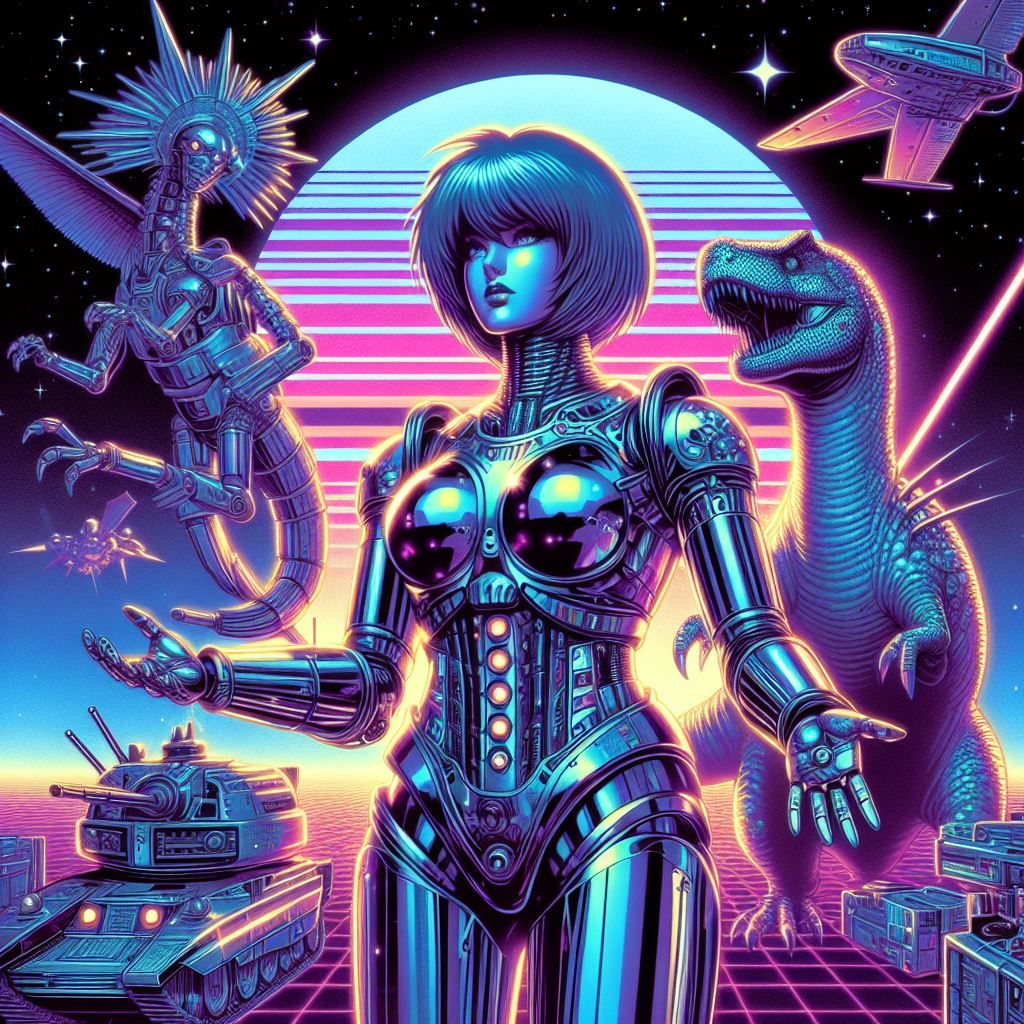 hajime sorayama retro 80s sci-fi futurism cyberpunk space gi...