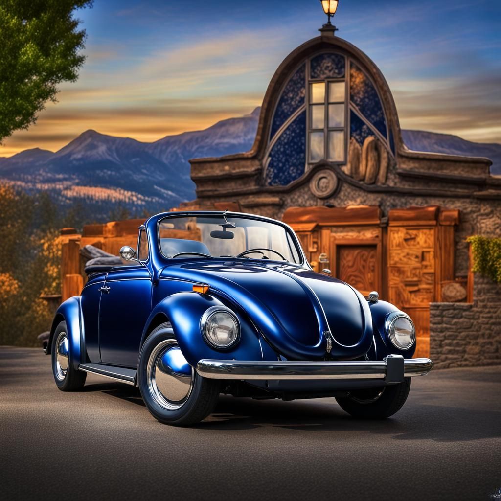 A 1975 Volkswagen Beetle, painted in midnight blue metallic,...
