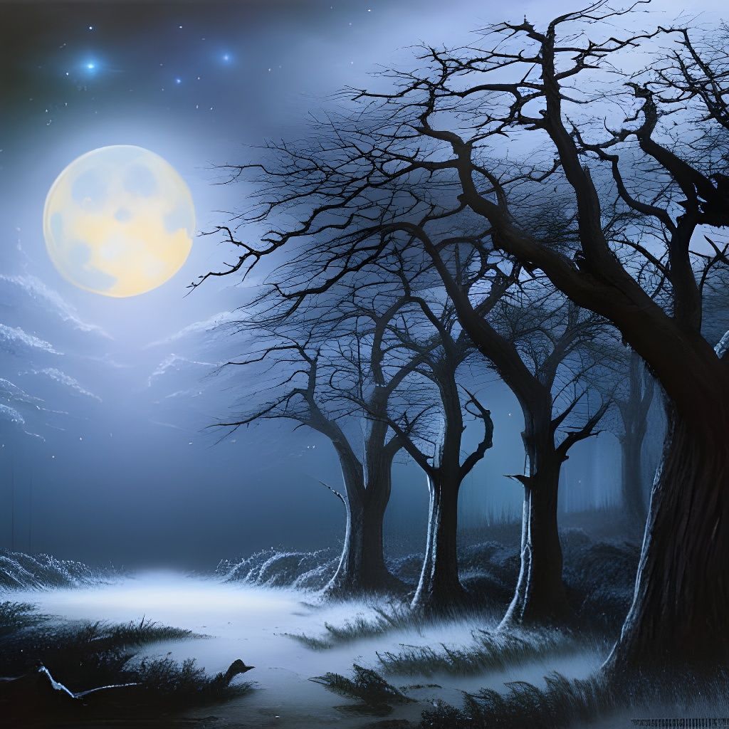 In the Woods at night  by @Prettysleepy Art