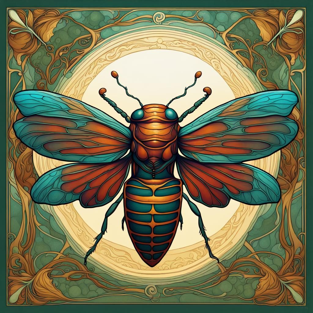 Art Nouveau Cicada - AI Generated Artwork - NightCafe Creator