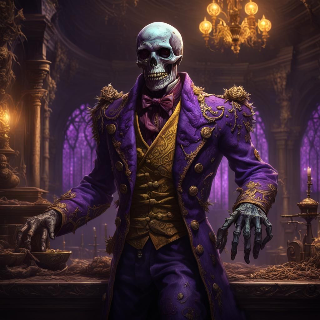 undeath, zombie, skeleton servant, dark fantasy, butler