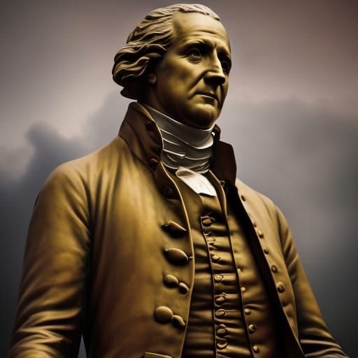 A statue of an American Founding Father.