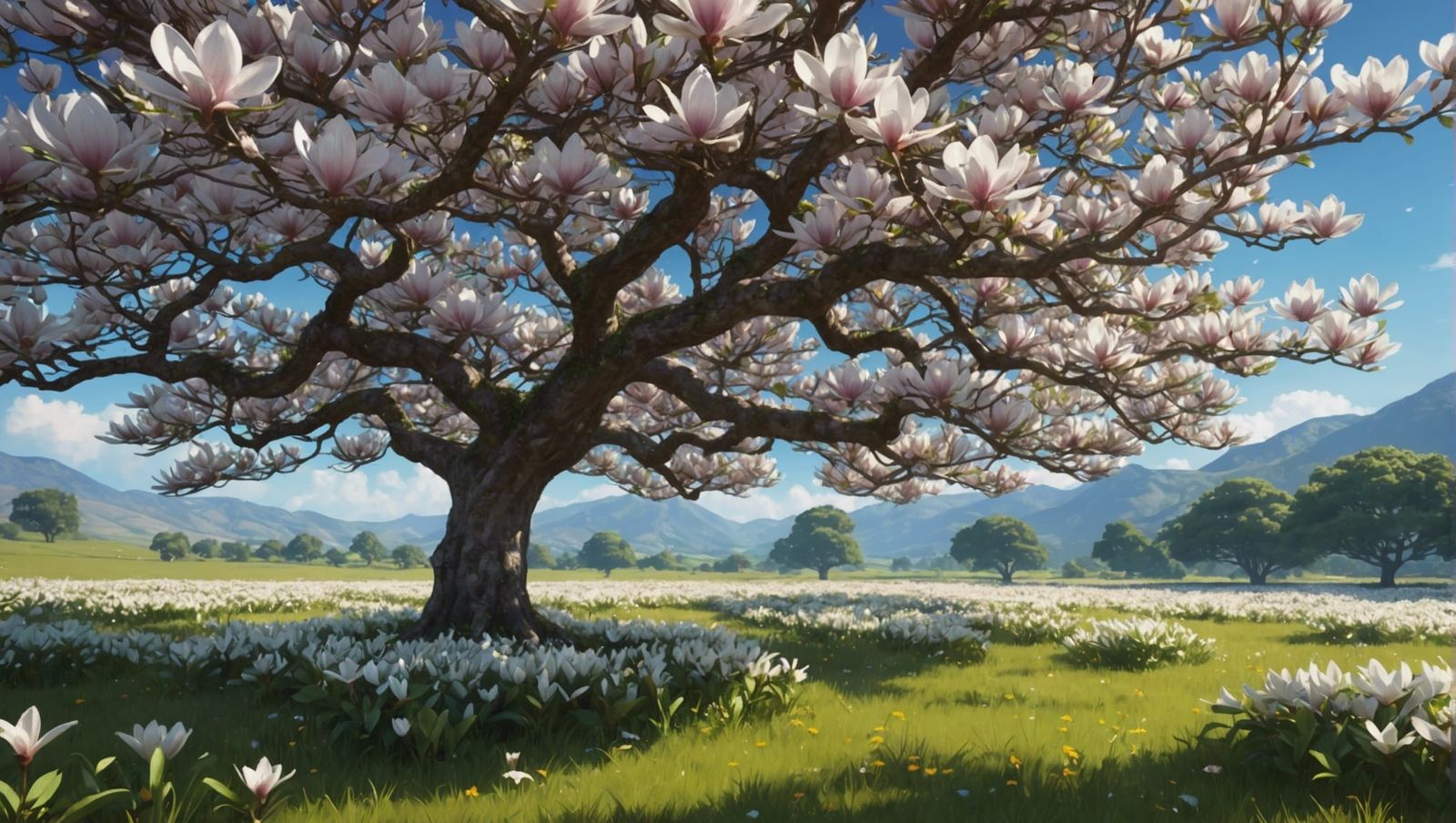Beautiful Magnolia tree in full bloom